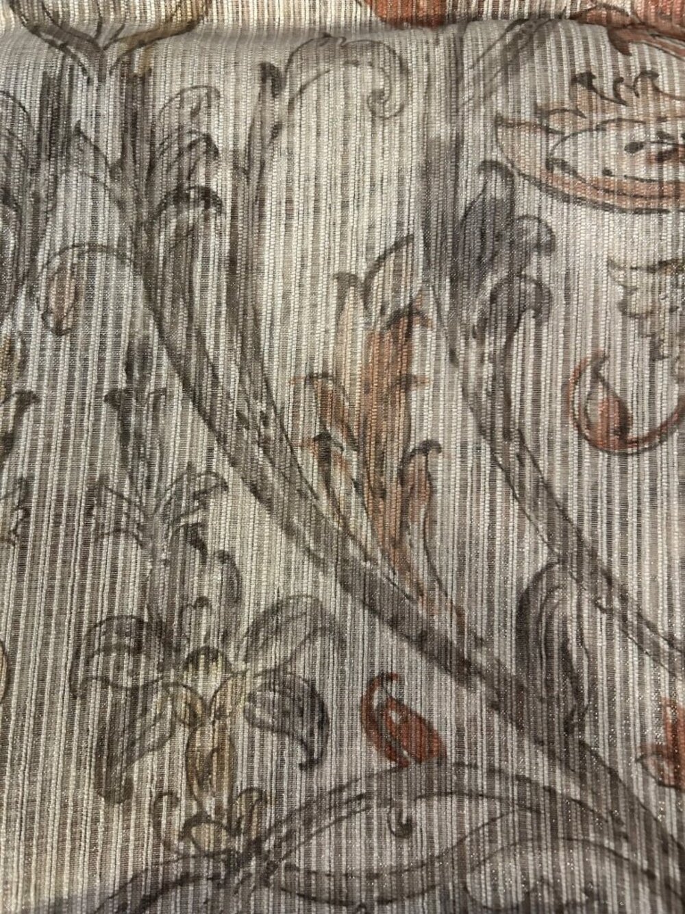 "Royal Velvet Cholet Curtain Set 2 Rod Pocket Panels Floral Beige Rust 50"x 84" - Picture 13 of 14